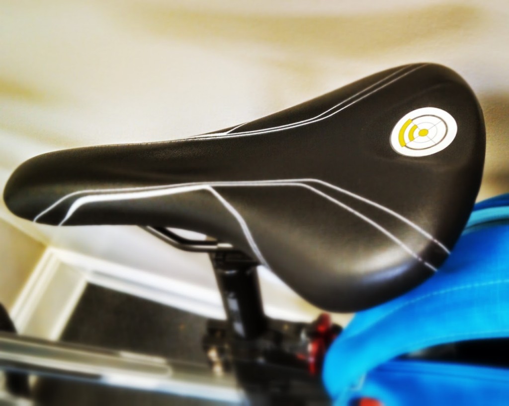 Photo of bicycle saddle with NFC sticker