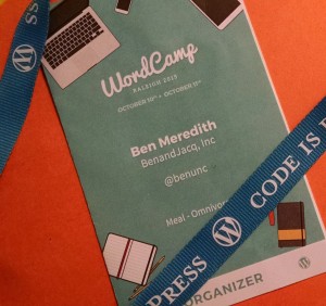 image of WordCamp Raleigh 2015 Organizer badge.