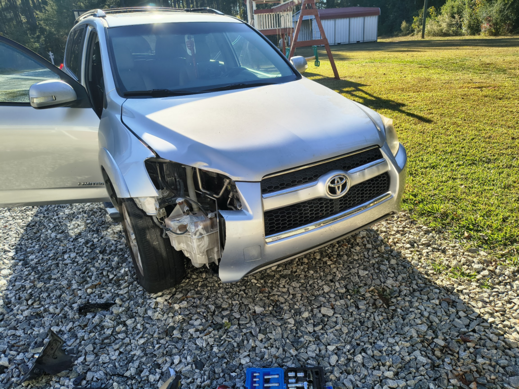The car before we added in the new headlight assembly.